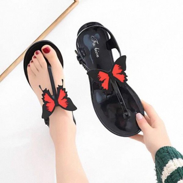 

butterfly decorated women sandals new summer beach vacation holiday female jelly shoes non-slip waterproof sandalias de mujer #qs30, Black