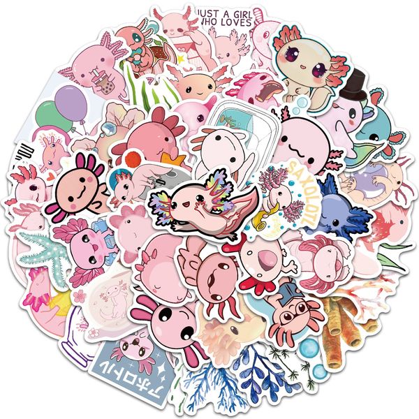 

50pcs/set poster small waterproof skateboard stickers salamander cartoon axolot for notebook lapbottle helmet car sticker pvc guitar decals