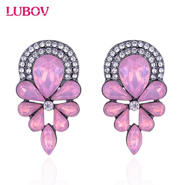 

stud beautiful acrylic crystal flower stone piercing earrings women rhinestone fashion jewelry for christmas party, Golden;silver