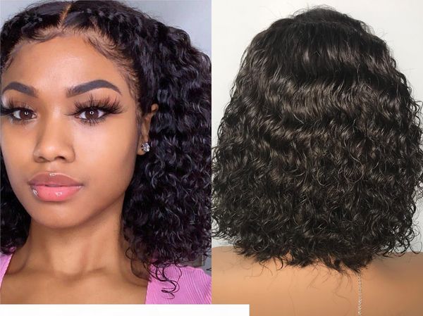 

100% unprocessed human hair lace front wigs with baby hair 10a deep body wave brazilian human wig for black women, Black;brown