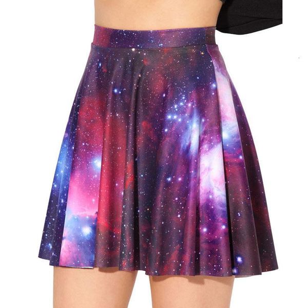 

new women skirts ladies galaxy purple color skater skirt above the knee saia drop shipping, Black