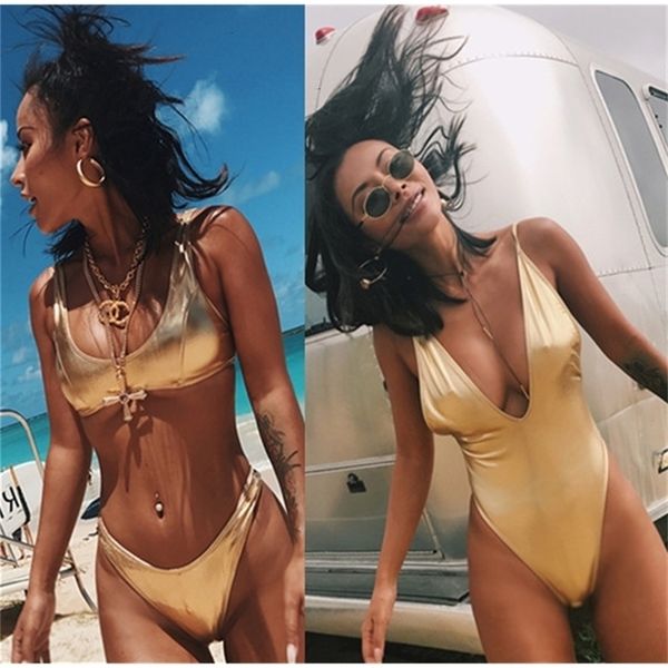 

single gilded backless bikini one piece swimsuit for women, White;black
