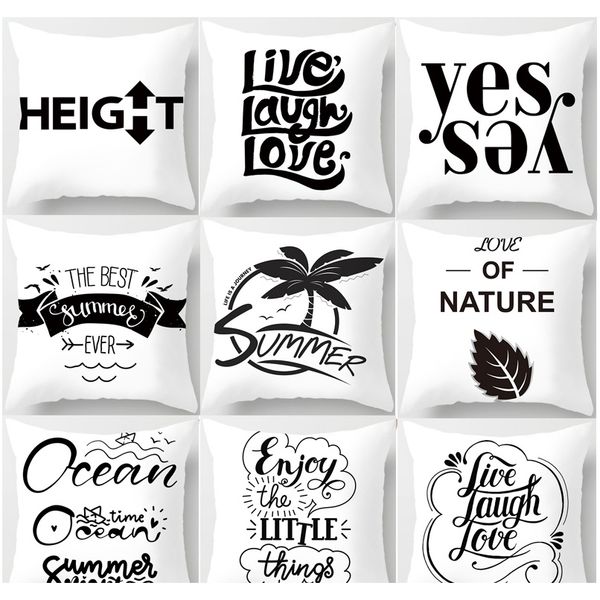 

письмо шаблон наволочки подушки подушки подушки для подушки дома ретро подушка наволочка черная белая буква наволочка