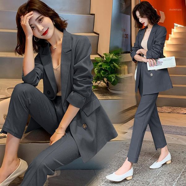 

autumn new korean business suit suit femininity 2020 net red fashion age reducing western style two piece1, White