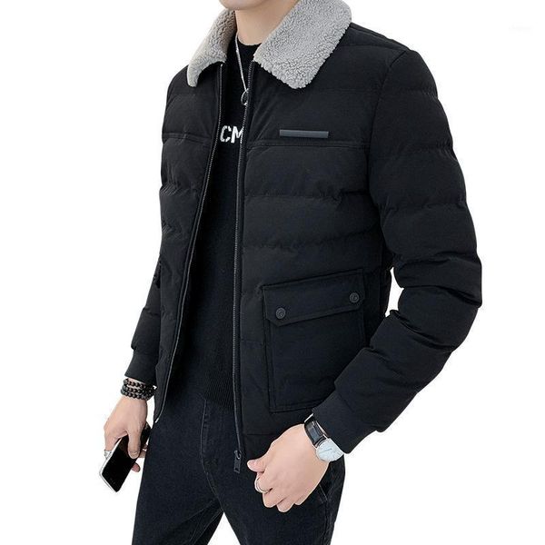 

new men's casual cotton clothes thick warm jacket coat cross-border trend1, Black
