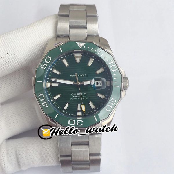

3a dive 43mm new green texture dial seagull automatic mens watch steel case green ceramics bezel ss steel bracelet sport watches hello_watch, Slivery;brown