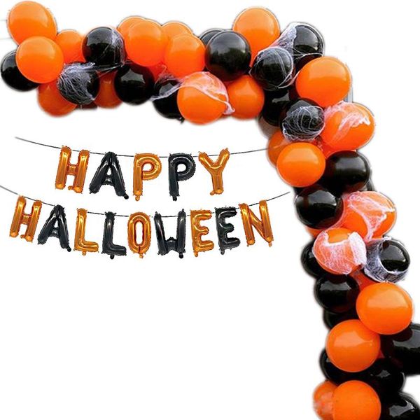 

halloween balloon garland kit set halloween theme black orange latex balloon banner party decoration kids toys home party decor qylhhz