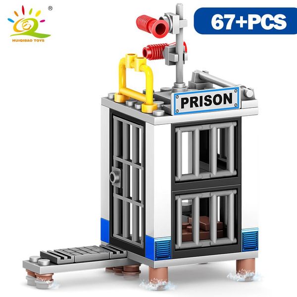 

huiqibao 312pcs 4in1 marine police station building blocks city boat helicopter policemen figures model bricks toys for children bbycut