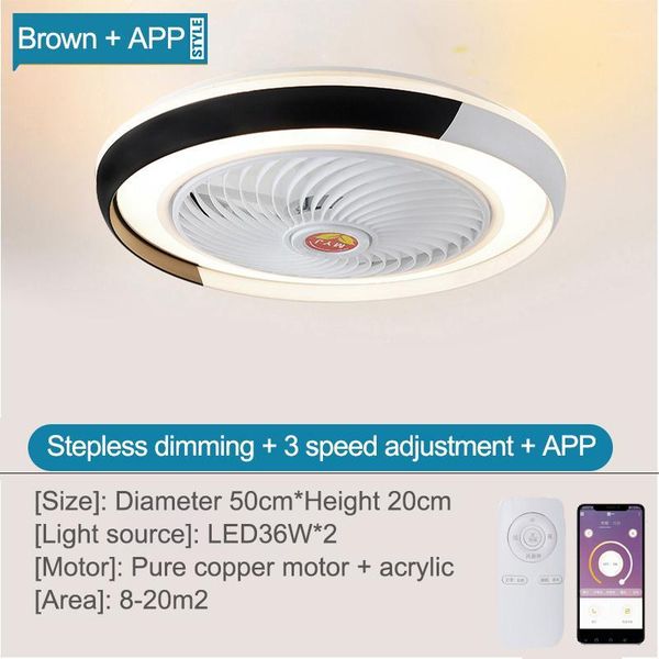 

electric fans 50cm 72w smart ceiling fan with remote control cell phone indoor home modern lighting circular lamp stepless dimming decor lig