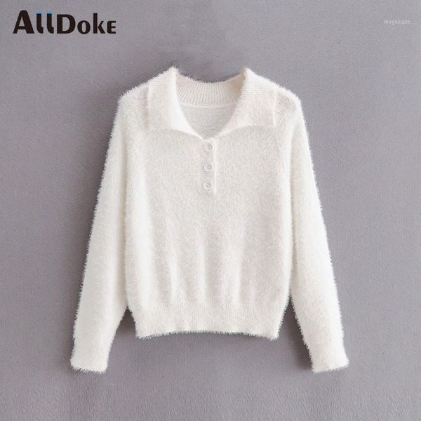 

alldoke white casual turn down collar sweater women spring button long sleeve slim pull femme vintage ladies cotton sweaters1, White;black