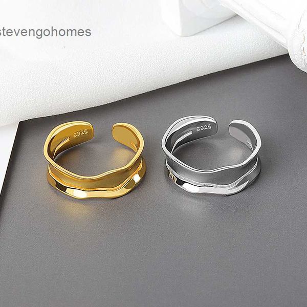 

simple 2021 ins new wavy korean temperament niche silver ring accessories