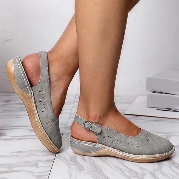 

women's summer sandals buckle shoes ladies solid sewing hollow out platform female casual comfortable woman shoes 34-43 #bu4s