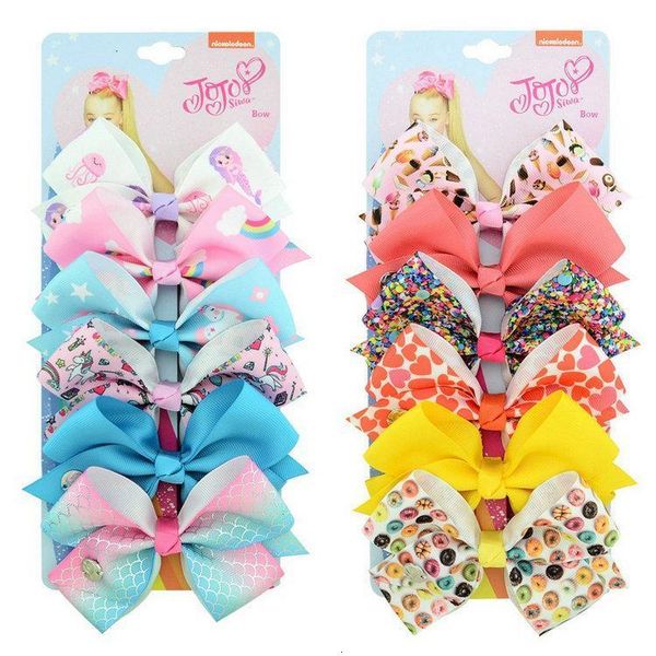 

with bow inch siwa jojo 5 unicorn signature card and sequin baby girl accessories fashion hair clip 6pcs/card2ner