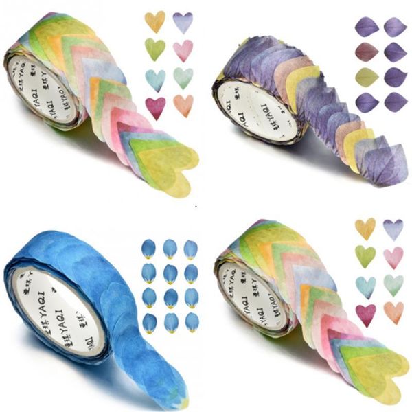 

5Pieces/Lot 200Pcs/Roll Petals Washi Tape Sticker Flower Decorative Tape Diameter 3.5cm DIY Scrapbooking Masking Tape School Office Sup 2016