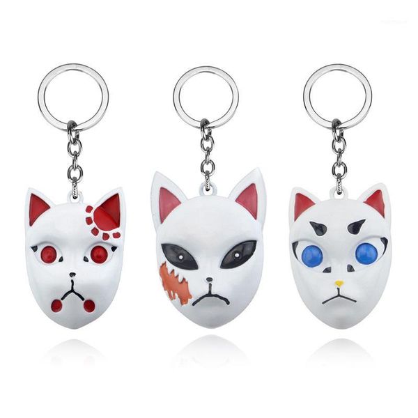 

keychains anime demon slayer kimetsu no yaiba keychain kamado tanjirou sabito makomo floral mask cosplay keyring car souvenir gift1, Silver