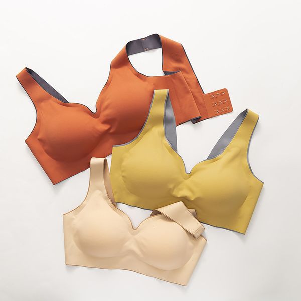 

friend latex 2.0 no steel ring comfortable sports ice silk underwear women's traceless massage cup gathered bra, Red;black