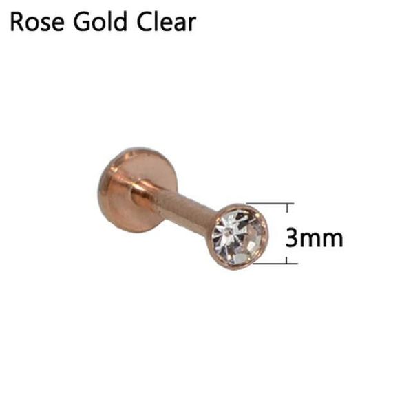 

1pc 316l surgical steel internally threaded cz gem labret colorful ear cartilage tragus lip ring earring percing jewelry 16g q bbypsk, Silver