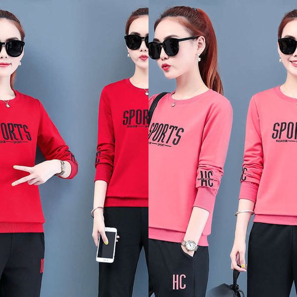 

women's dress fall 2020 new t-shirt loose korean spring and autumn 1winter round neck bottoming shirtvip1q, Black