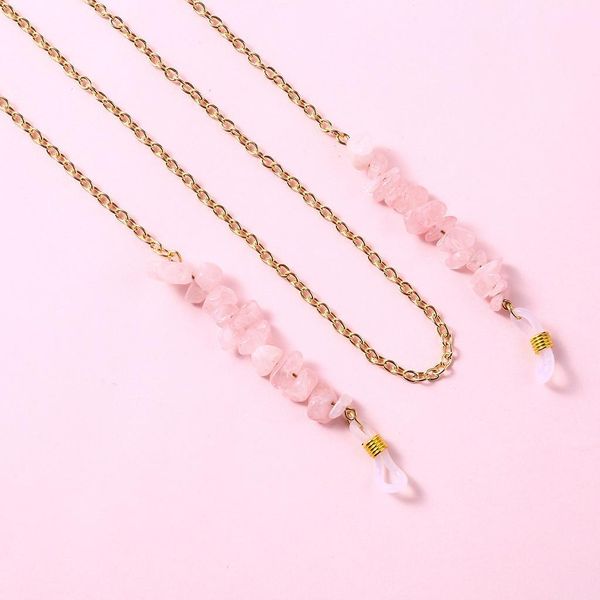 

2020 chic pink crystal beads stone link chain sunglasses chains necklace reading glasses cord holder neck strap rope for eyewear h jllmza