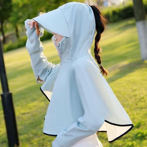 

uv fiber sunbonnet beach sunscreen shirt female hat summer korean women hats sun protection y200714, Blue;gray