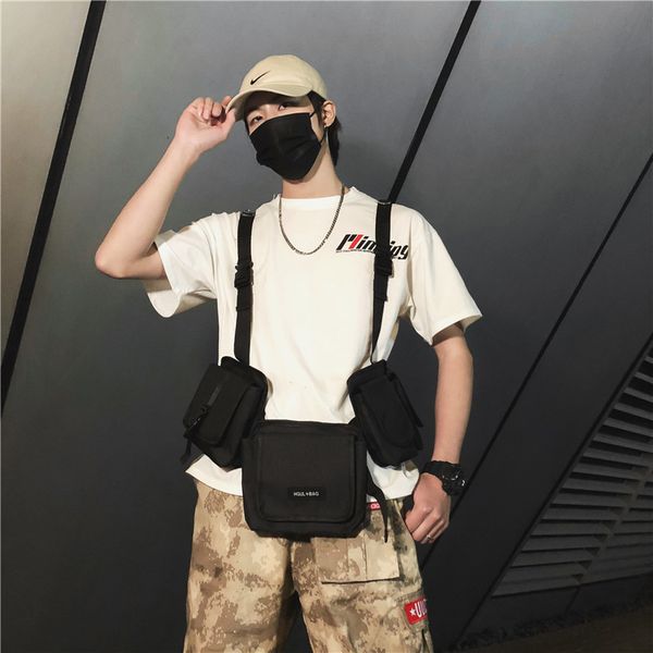 

men tactical double swat bag chest rig bag adjustable waistcoat kanye west hip hop streetwear functional waist packs bags c1026