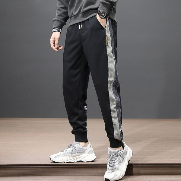 

2021 new autumn winter newly fashion men jeans loose fit corduroy spliced designer sweatpants streetwear hip hop jogger wide leg trousers 76, Blue