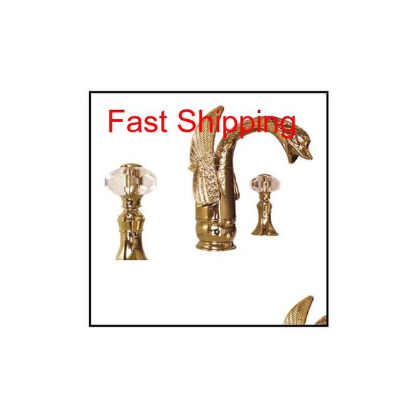 

3 pcs swan sink faucet widespread lavatory sink faucet crysta qylkpy yh_pack