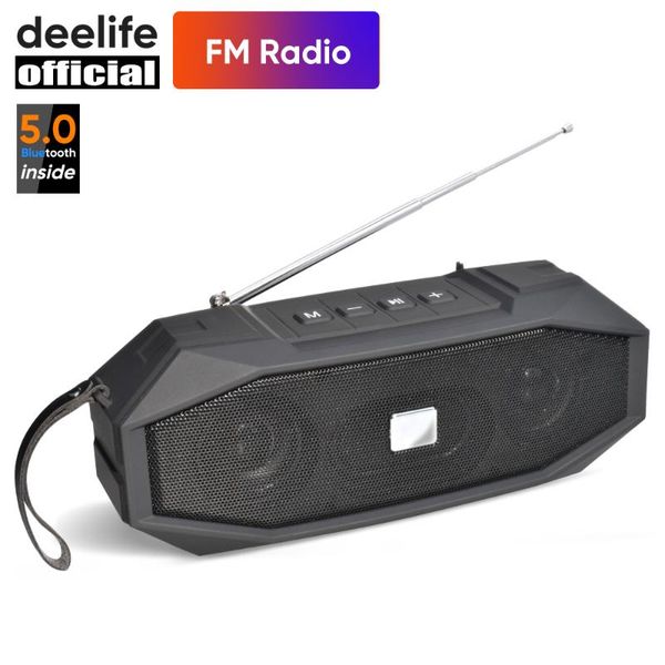 

deelife bluetooth speaker with fm radio receiver stereo wireless bt 5.0 tws portable column