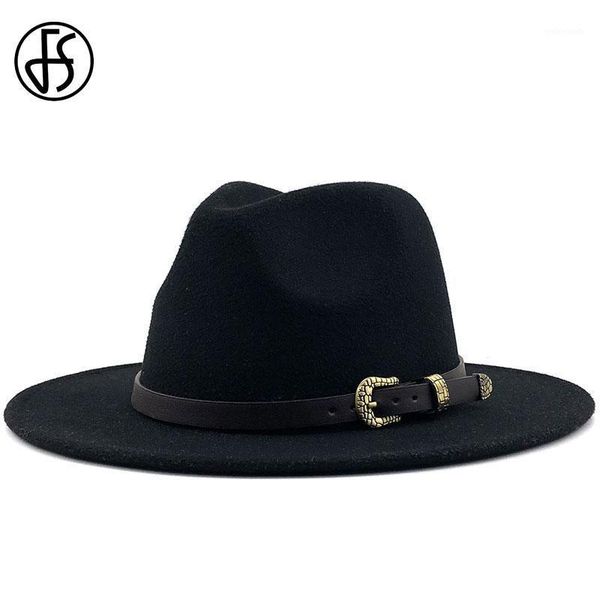 

wide brim hats fs black white fedoras hat for men women leather panama solid felt wool blend trilby jazz caps1, Blue;gray