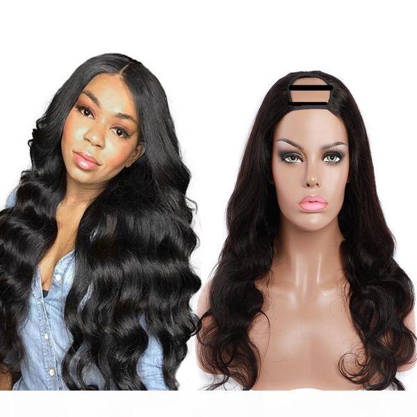 

2x4 u part wig yaki straight human hair for women body loose deep none lace wigs brazilian virgin human hair wigs water curly, Black;brown