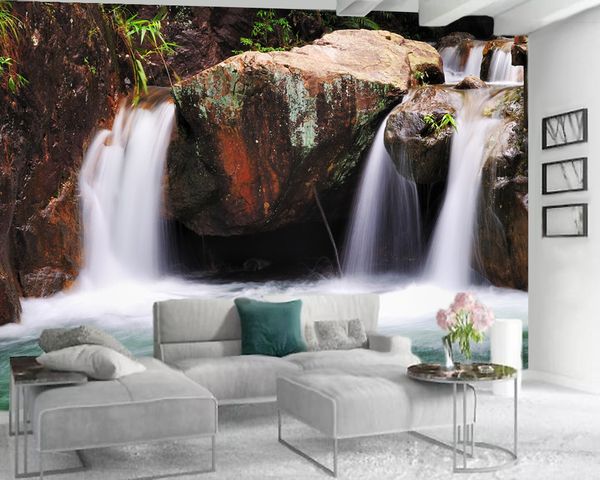 Modern Home 3d Wallpaper 3d Quarto Wallpaper Limpar Cachoeira e Água Corrente Romantic Landscape decorativa 3d Wallpaper