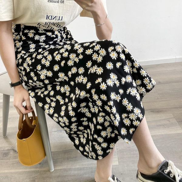 

ewq] 2020 spring summer new high waist all-match floral chiffon skirt bag hip fashion trend ladies casual skirts women qx8841, Black
