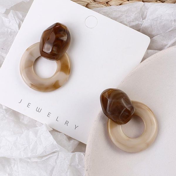 

dangle & chandelier lifefontier fashion leopard acrylic resin drop earrings for women statement beige round circle pendant earring wedding j, Silver