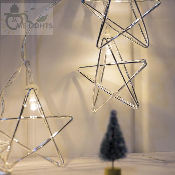 

новый led сказочные огни 20 metal star свет шнура батарейках рождественский праздник garland light для партии украшения венчания кпт jlljls