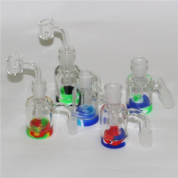 Sigara Cam Geri Kazanma Catcher Kül Alıcı ile 7 ml Silikon Konteynerler ve 14mm 18mm Ortak Kuvars Banger Nail için Dab Rig Bong