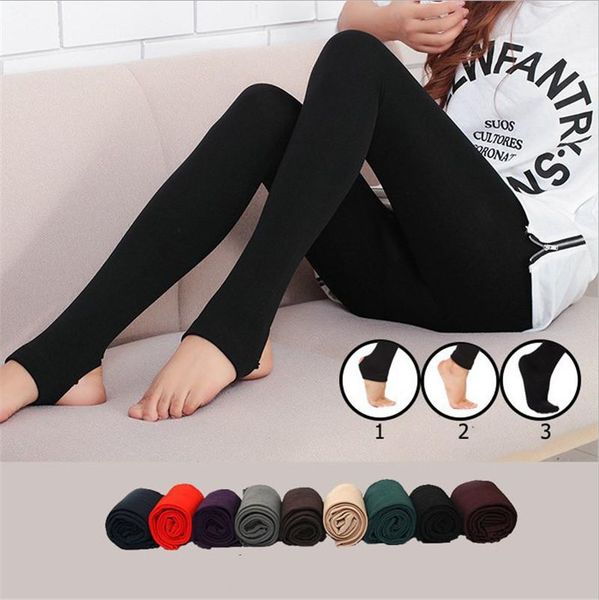 

women's leggings casual faux velvet warm winter women knitted thick slim legins for female elastic woman solid pants legging, Black