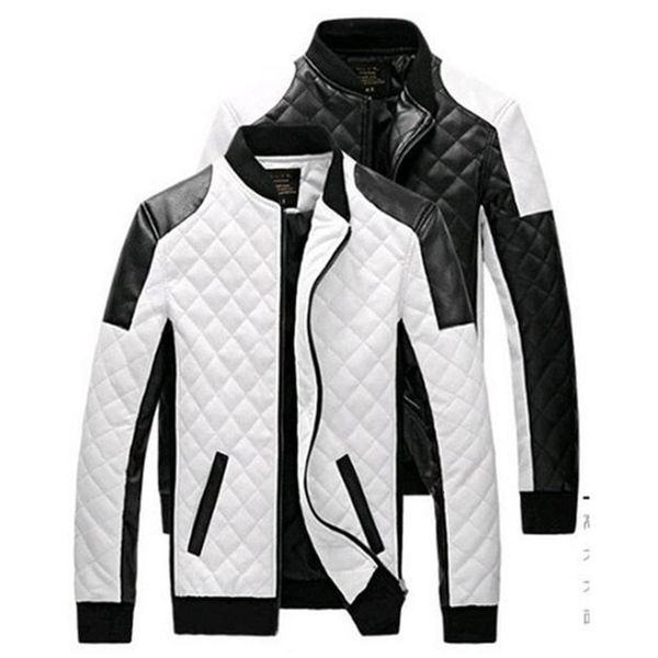 

fashion men's leather jackets coats autumn black white lattice of leather men coat suede leisure jacket winter, Black;brown