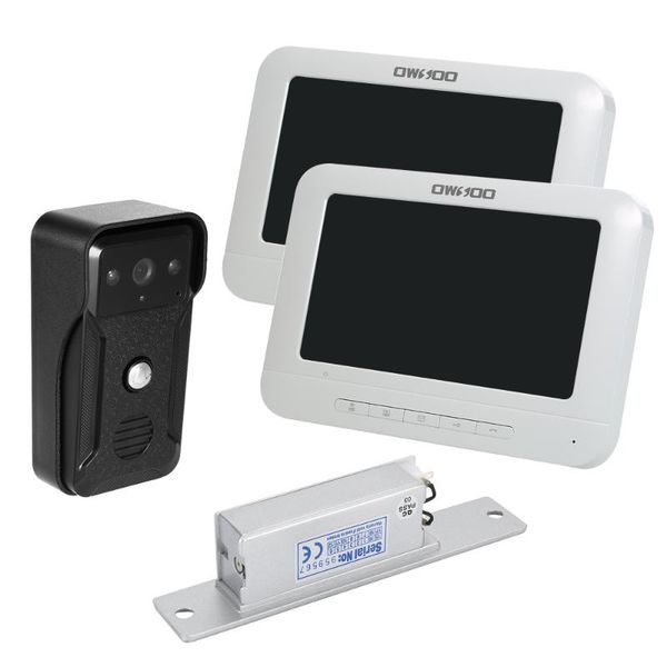 

owsoo 7-дюймовый проводные видео дверной с no-электрозащёлка дверного замка 2 крытый монитор с ик-cut открытый камеры видео-телефон двери