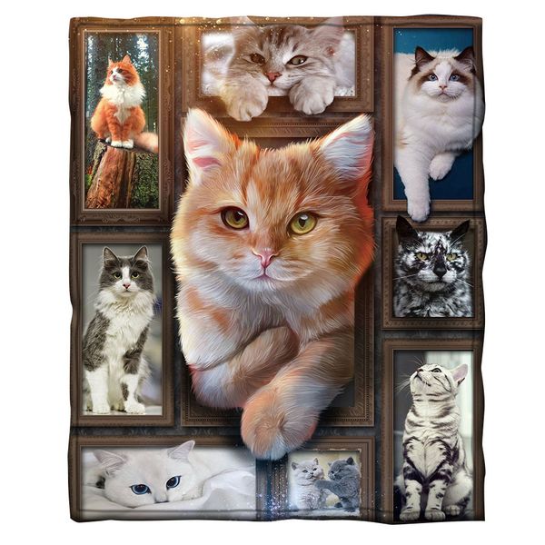 

cat 3d printed fleece blanket for beds hiking picnic thick quilt fashionable bedspread sherpa throw blanket drop shipping 08