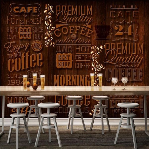 

wallpapers drop po wallpaper 3d retro coffee shop letters mural background wall tv painting stereo custom