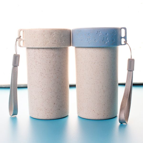 

portable new cup creative wheat straw single layer water cup star printed lid wheat fragrant cola coffee student gift drinking mugs vt1954