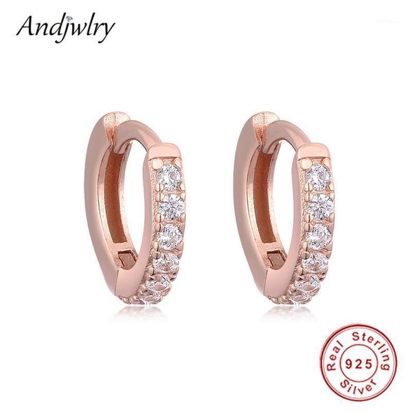 

hoop & huggie 100% 925 sterling silver sparkling earrings with clear cz for women earring female diy jewelry berloque1, Golden;silver