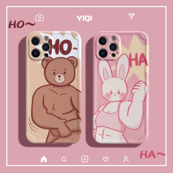 

3creative personality lovers funny bear rabbit vip 12mini mobile phone case 11pro net red for xs max all inclusive border protectioncf1