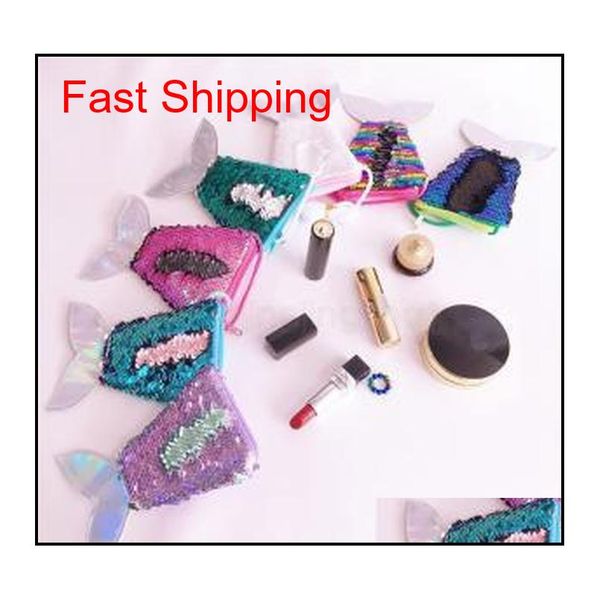 

mermaid tail sequin coin purse with lanyard girls love beautiful fish shape tail coin pouch bag portable glittler wallet aaa1695 f1jyi