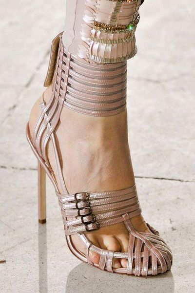 

sandals narrow band buckles decorated high heels gladiator lady cut-outs hook&loop casual party shoes woman round toe shoes1, Black