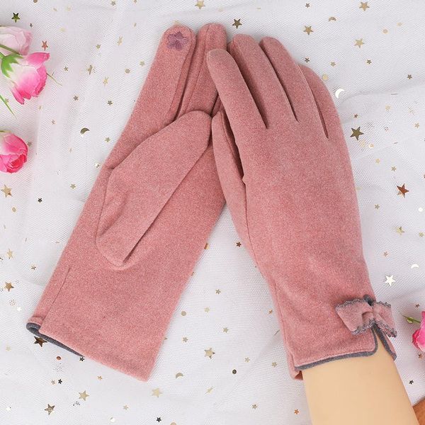

five fingers gloves female spring, autumn and winter cute riding windproof thin elastic warm cold touch screen, Blue;gray