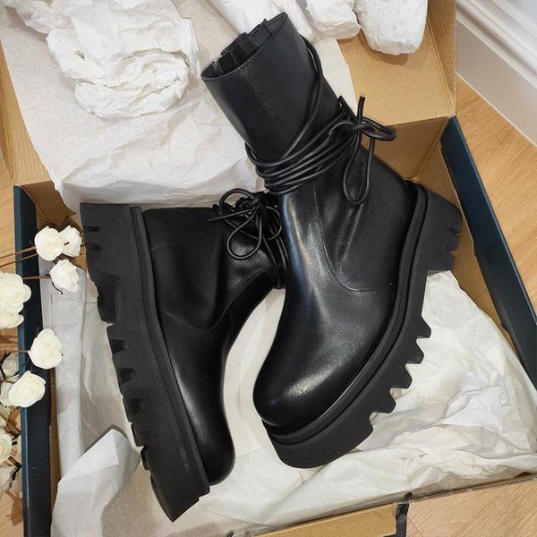 

мотоцикл сапоги женских vintage combat boots осень army punk goth женщина женщина байкер кожа pu короткий бот feminina, Black