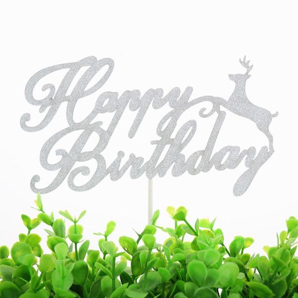 

рождество элк с днем рождения торт топпер флаги glittler нескольких цветов birthday party cake выпечки декор день рождения торт toppers jllz