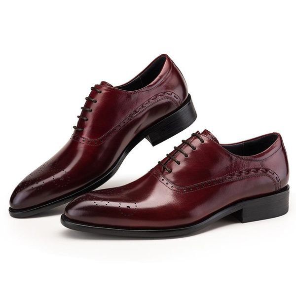 

men shoes formal wear lace-up leather shoes work wear cowhide fashion wedding pure leather, Black