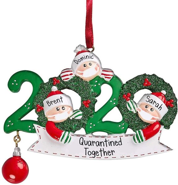 

quarantine christmas tree hanging family of 2 3 4 5 santa claus pendant diy name ornament xmas party decorations dhd1904